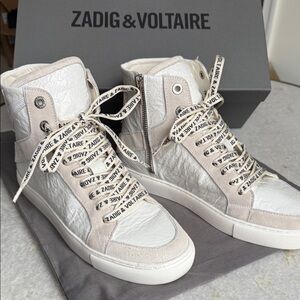 Zadig & Voltaire White and Cream High-Top Sneakers